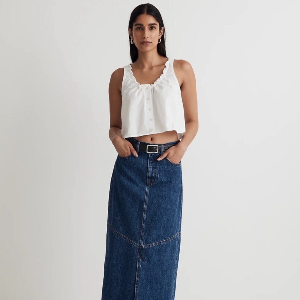 Madewell Denim Ruffled U-Neck Crop Top